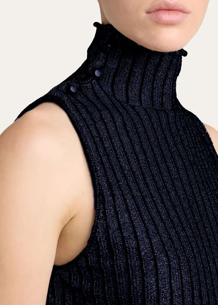 Giorgio Armani Metallic Knit Sleeveless Turtleneck Sweater | Thumbnail 5