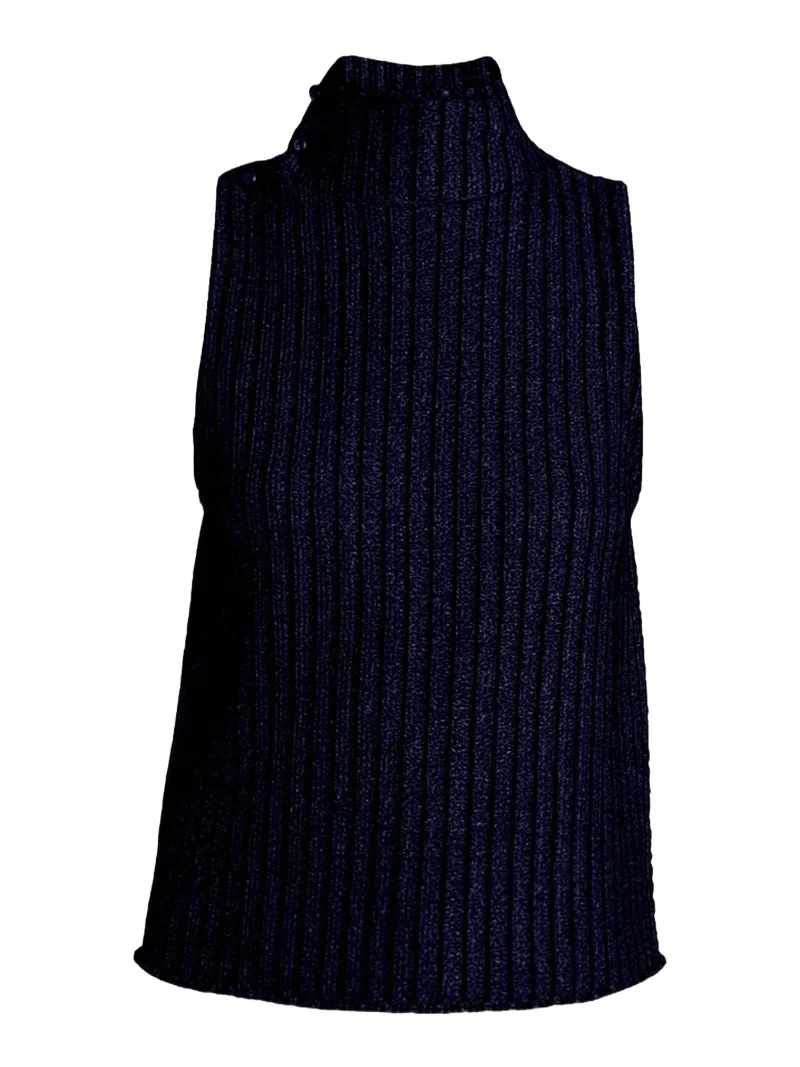 Giorgio Armani Metallic Knit Sleeveless Turtleneck Sweater