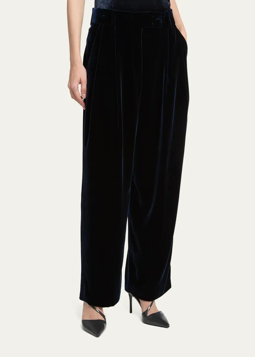 Giorgio Armani Velvet Silk-Blend Pleated Pants | Thumbnail 3