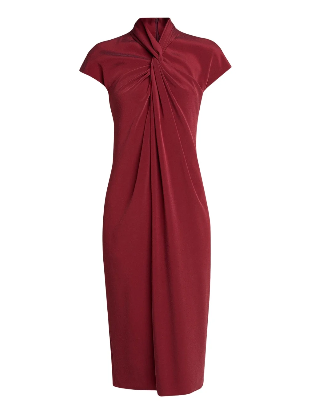 Giorgio Armani Draped Twisted-Collar Short-Sleeve Midi Dress