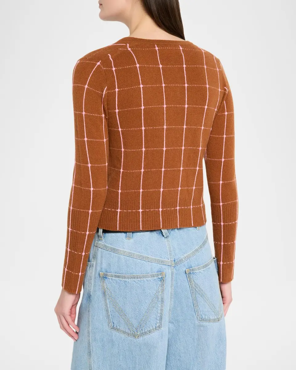 Guest In Residence Jane Windowpane Cashmere Crewneck Cardigan | Thumbnail 3 Guest In Residence Jane Windowpane Cashmere Crewneck Cardigan | Thumbnail 3