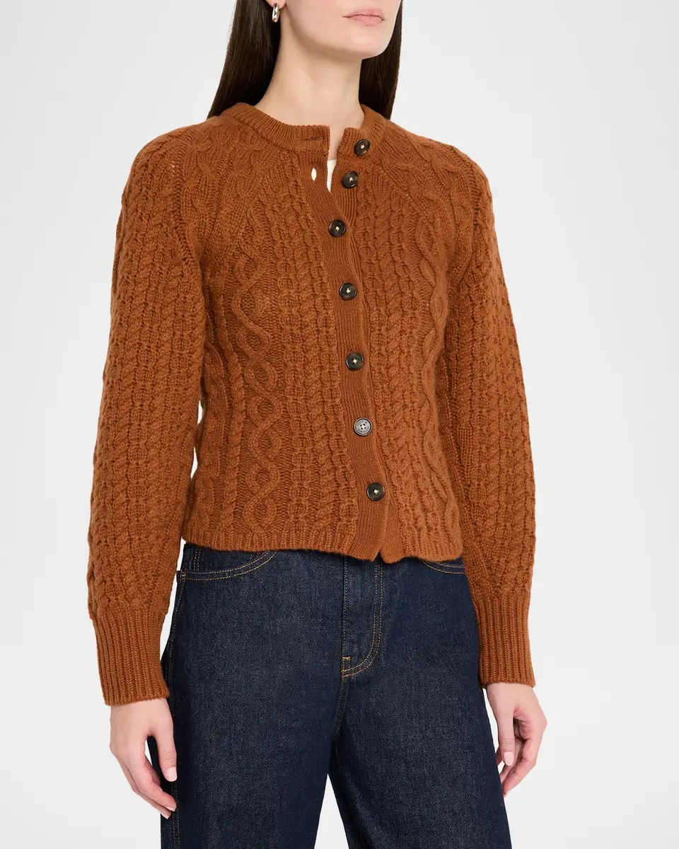 Guest In Residence Sculpted Cashmere-Wool Cable-Knit Cardigan | Thumbnail 4