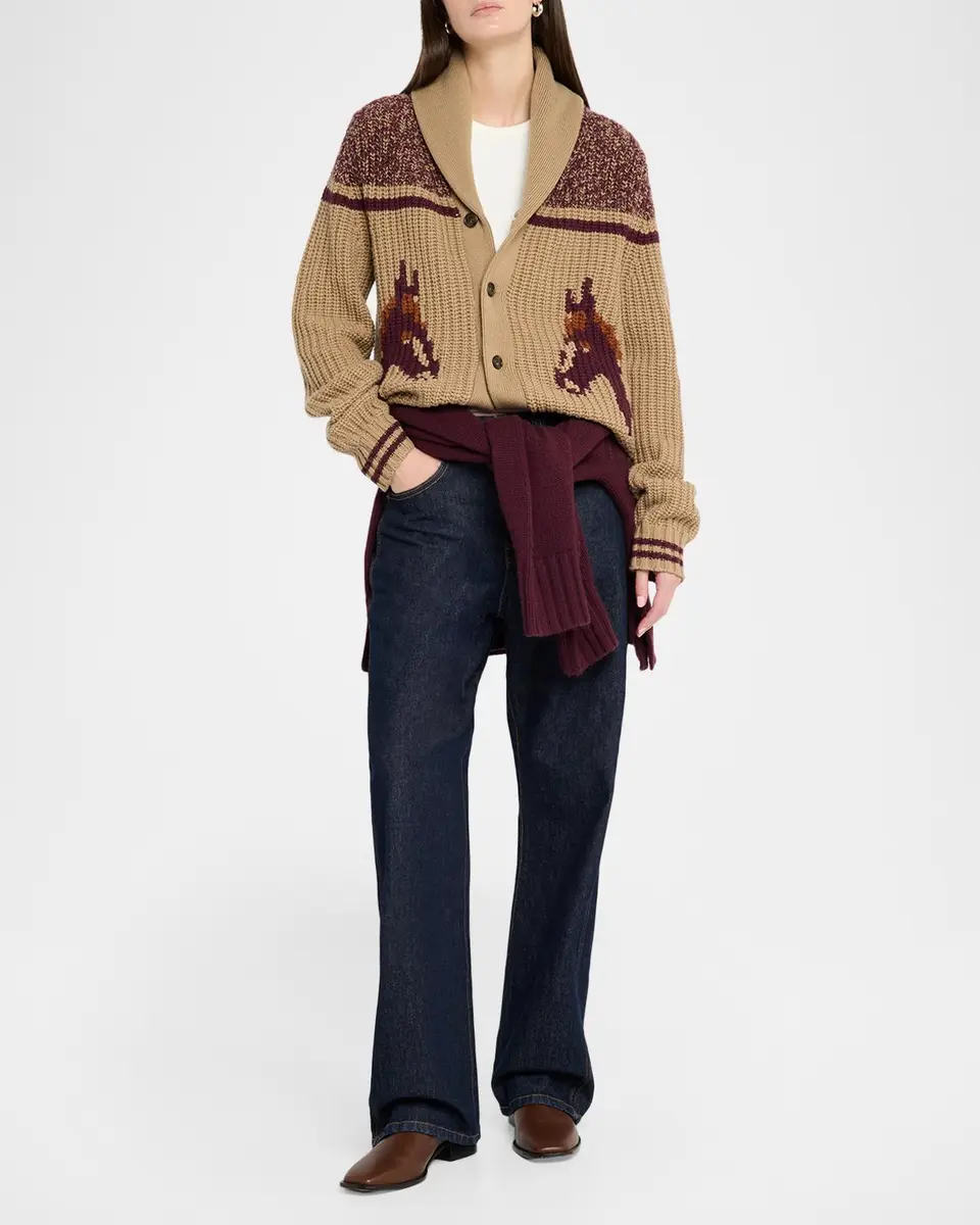 Guest In Residence Men's Horse-Print Wool-Cashmere Cardigan | Thumbnail 2 Guest In Residence Men's Horse-Print Wool-Cashmere Cardigan | Thumbnail 2