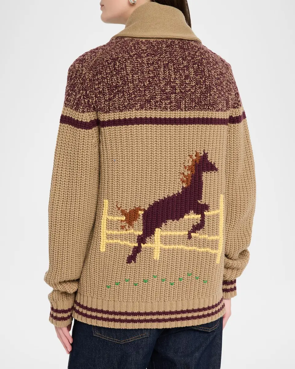 Guest In Residence Men's Horse-Print Wool-Cashmere Cardigan | Thumbnail 3 Guest In Residence Men's Horse-Print Wool-Cashmere Cardigan | Thumbnail 3