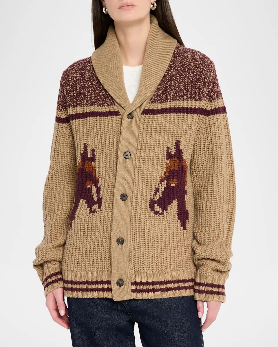 Guest In Residence Men's Horse-Print Wool-Cashmere Cardigan | Thumbnail 4 Guest In Residence Men's Horse-Print Wool-Cashmere Cardigan | Thumbnail 4