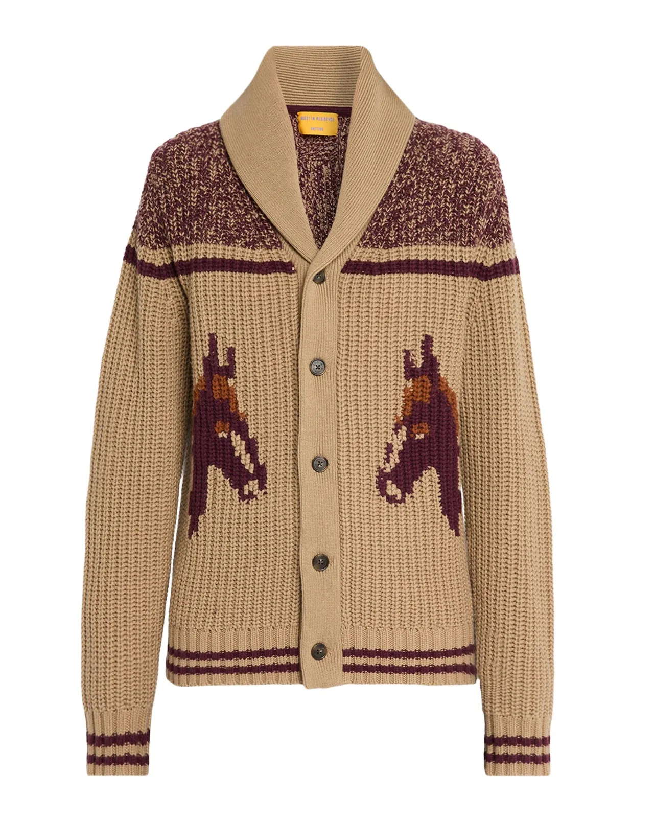 Guest In Residence Men's Horse-Print Wool-Cashmere Cardigan