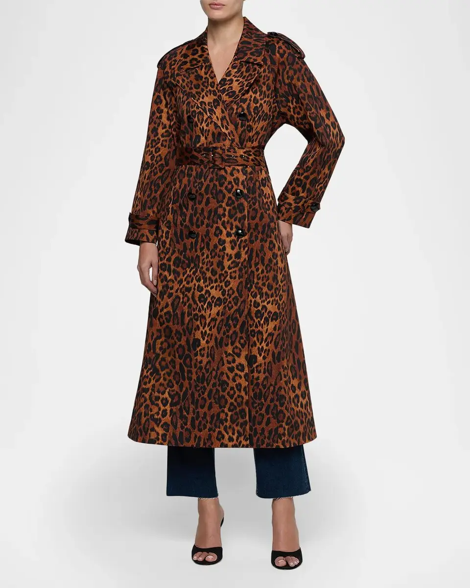L'Agence Brinley Oversized Leopard-Print Belted Trench Coat | Thumbnail 3