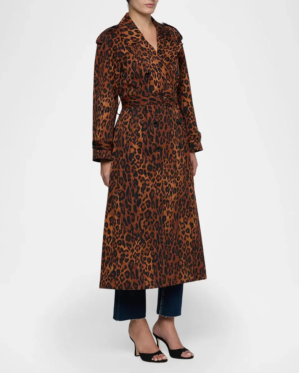 L'Agence Brinley Oversized Leopard-Print Belted Trench Coat | Thumbnail 4