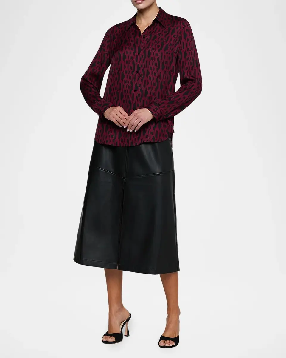 L'Agence Nina Chain-Link-Print Silk Shirt | Thumbnail 2