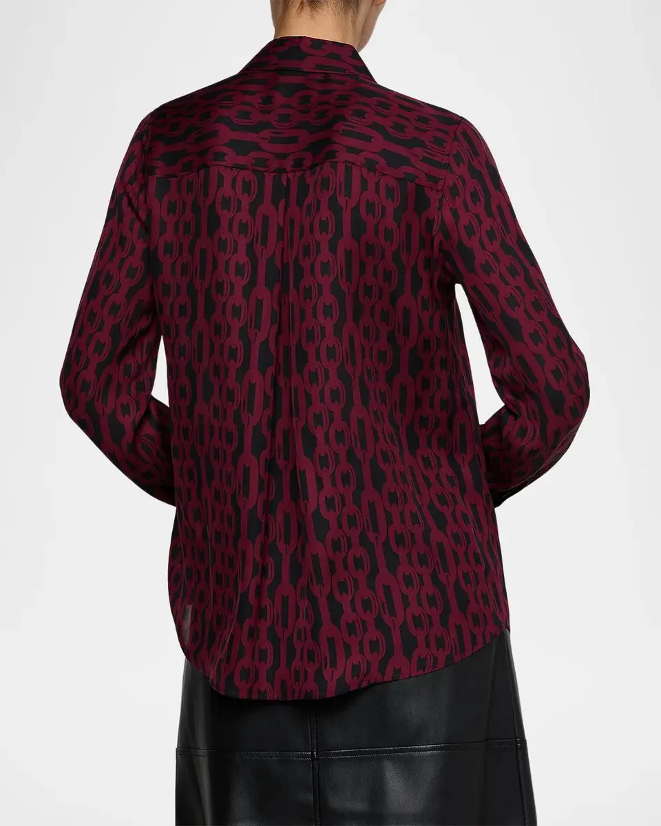 L'Agence Nina Chain-Link-Print Silk Shirt | Thumbnail 3