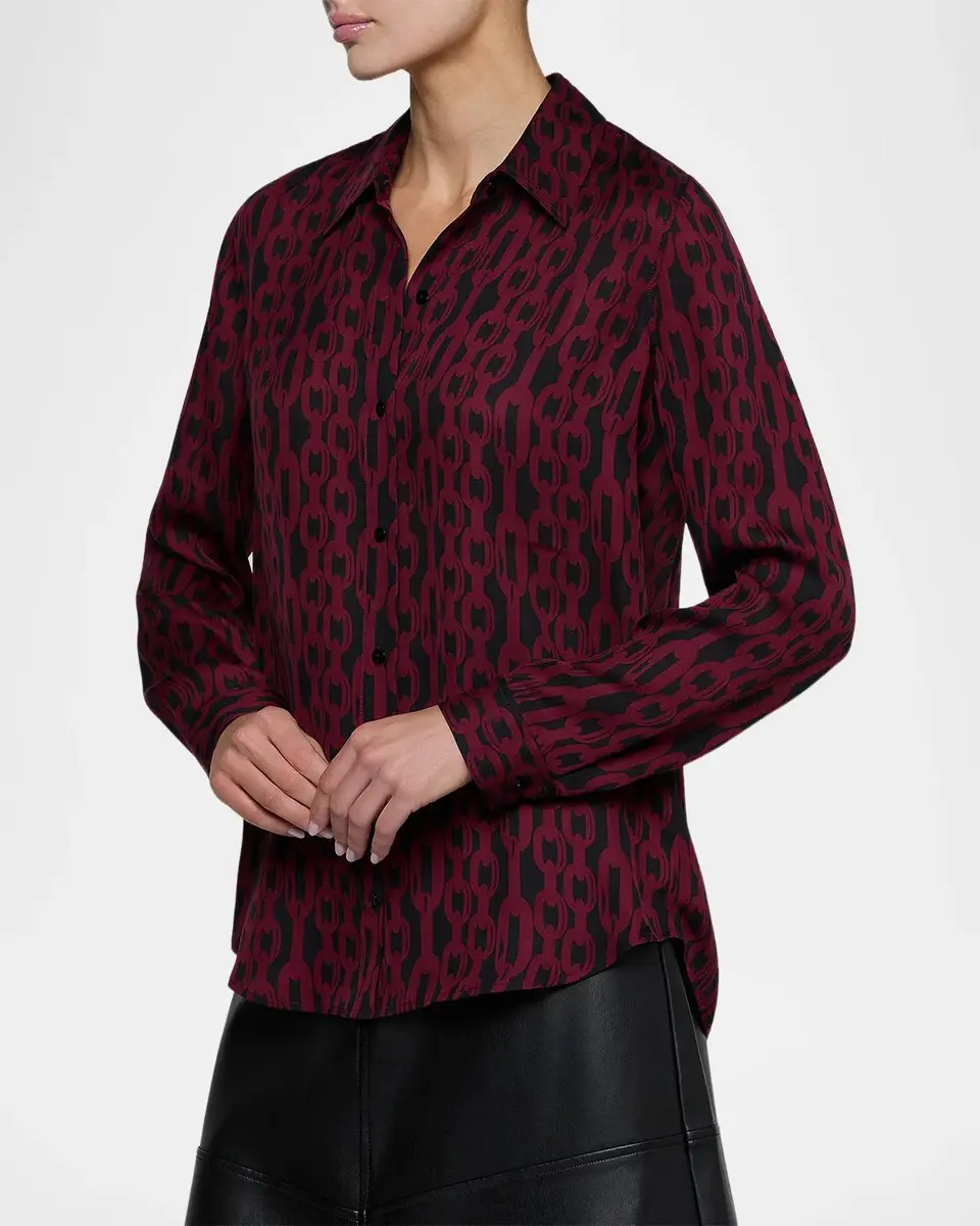 L'Agence Nina Chain-Link-Print Silk Shirt | Thumbnail 5