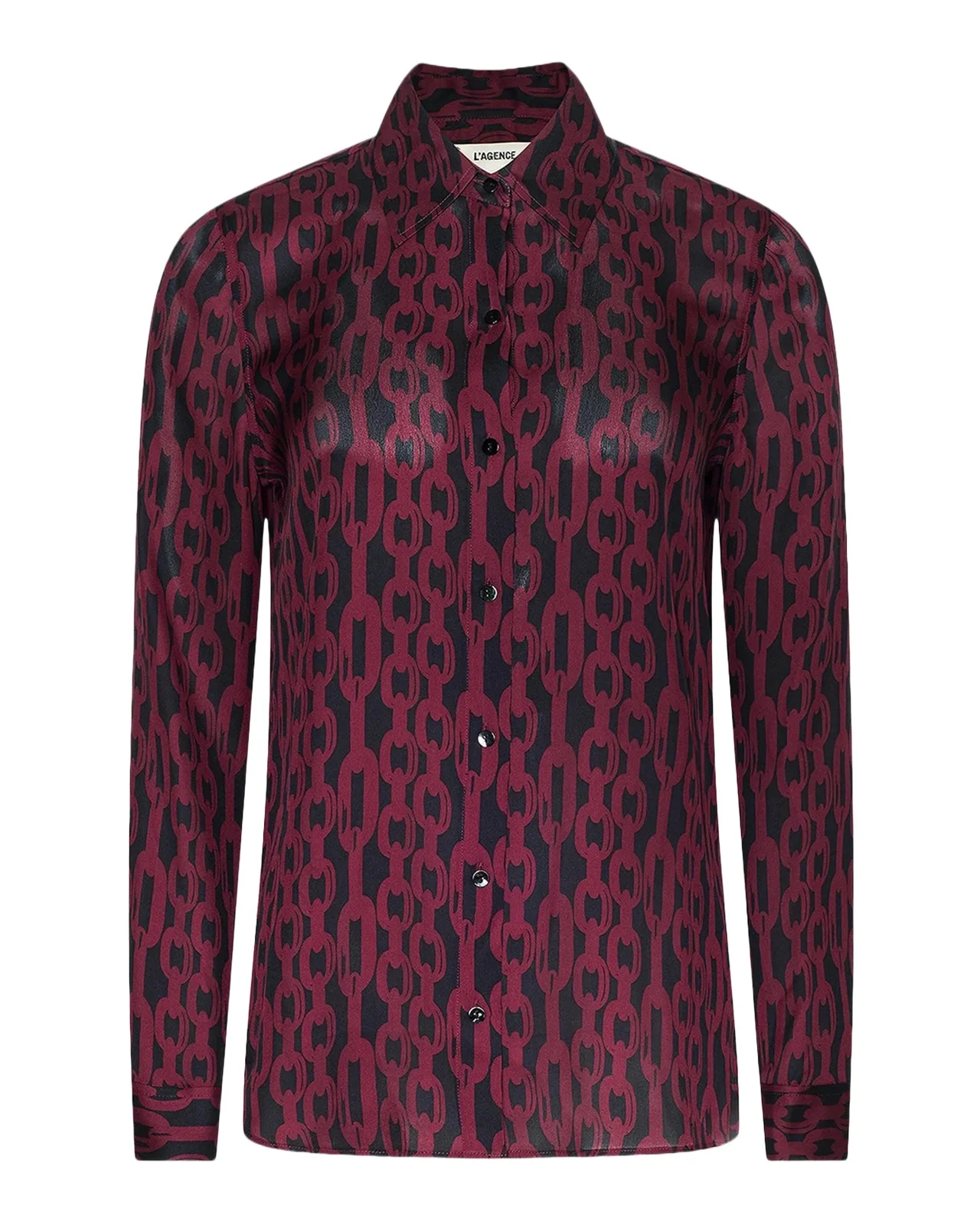 Nina Chain-Link-Print Silk Shirt