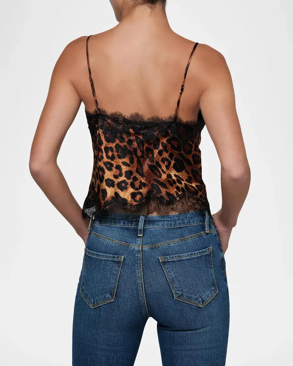 L'Agence Kimber Leopard Silk Lace Cami | Thumbnail 3