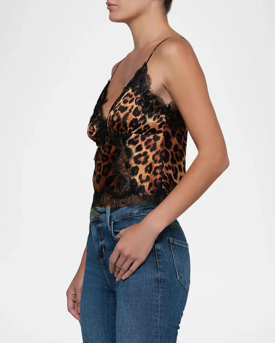 L'Agence Kimber Leopard Silk Lace Cami | Thumbnail 5
