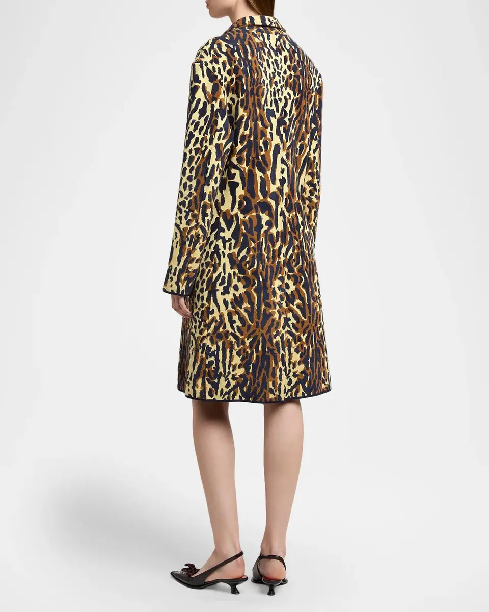 Marni Leopard Knit Wool-Cashmere Single-Breasted Coat | Thumbnail 3 Marni Leopard Knit Wool-Cashmere Single-Breasted Coat | Thumbnail 3