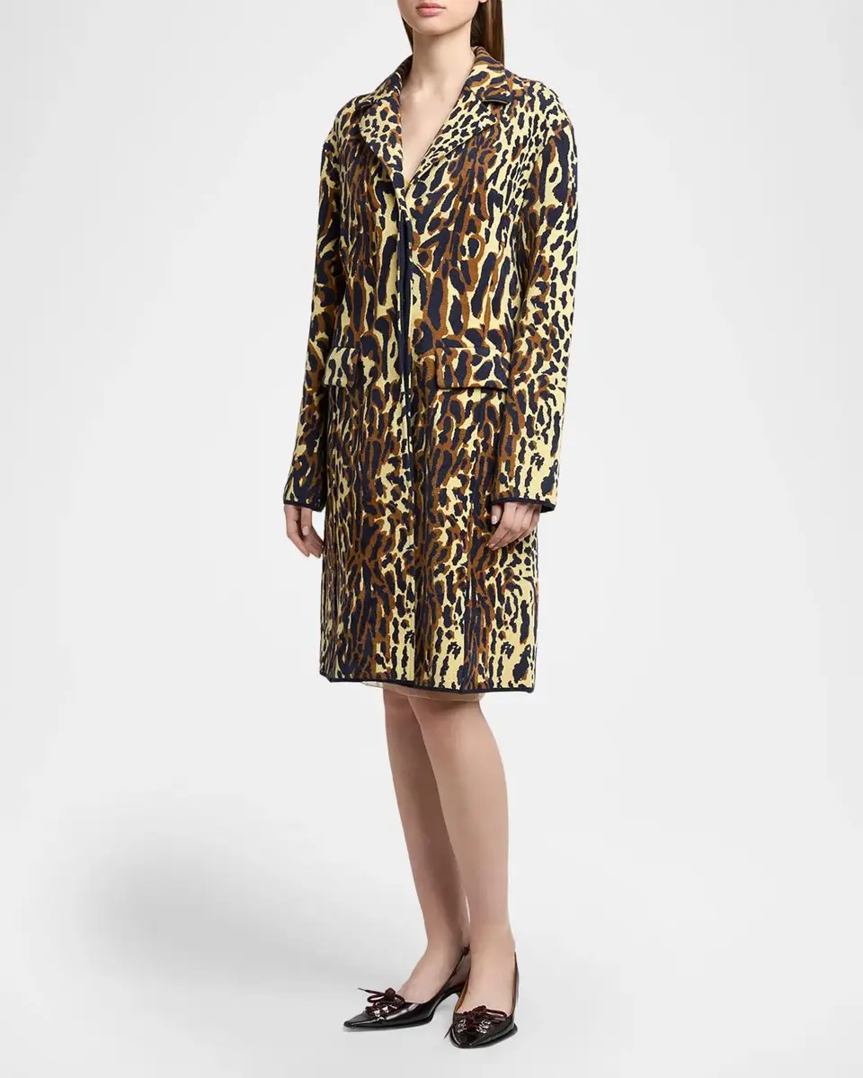 Marni Leopard Knit Wool-Cashmere Single-Breasted Coat | Thumbnail 4 Marni Leopard Knit Wool-Cashmere Single-Breasted Coat | Thumbnail 4