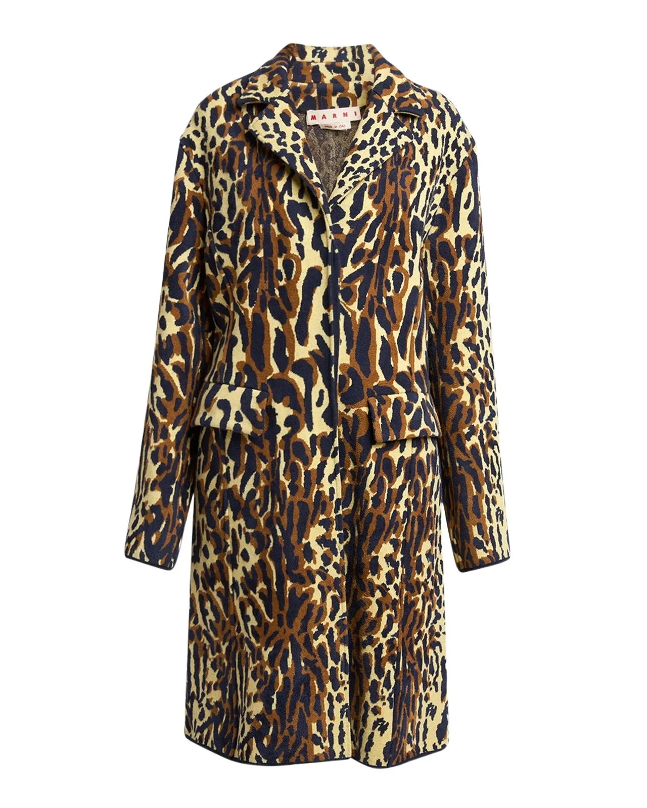 Marni Leopard Knit Wool-Cashmere Single-Breasted Coat