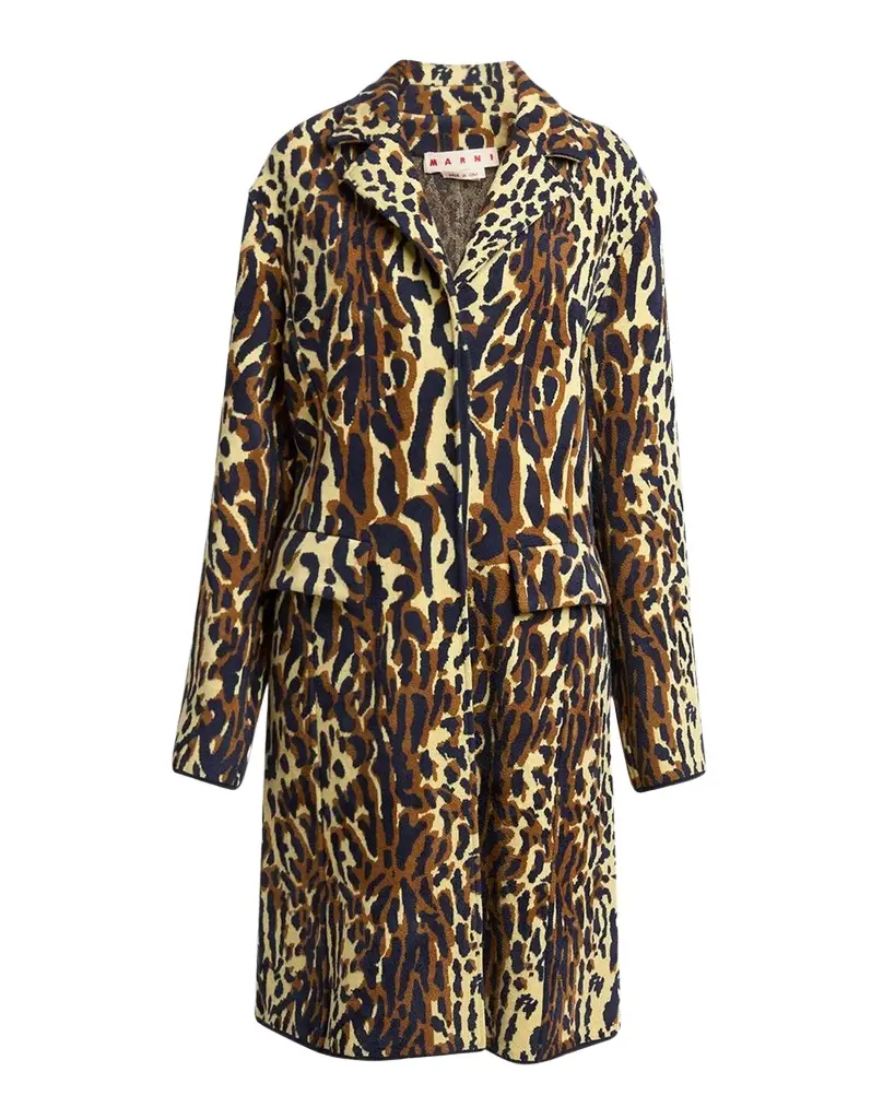 Marni Leopard Knit Wool-Cashmere Single-Breasted Coat | Image 1 Marni Leopard Knit Wool-Cashmere Single-Breasted Coat | Image 1