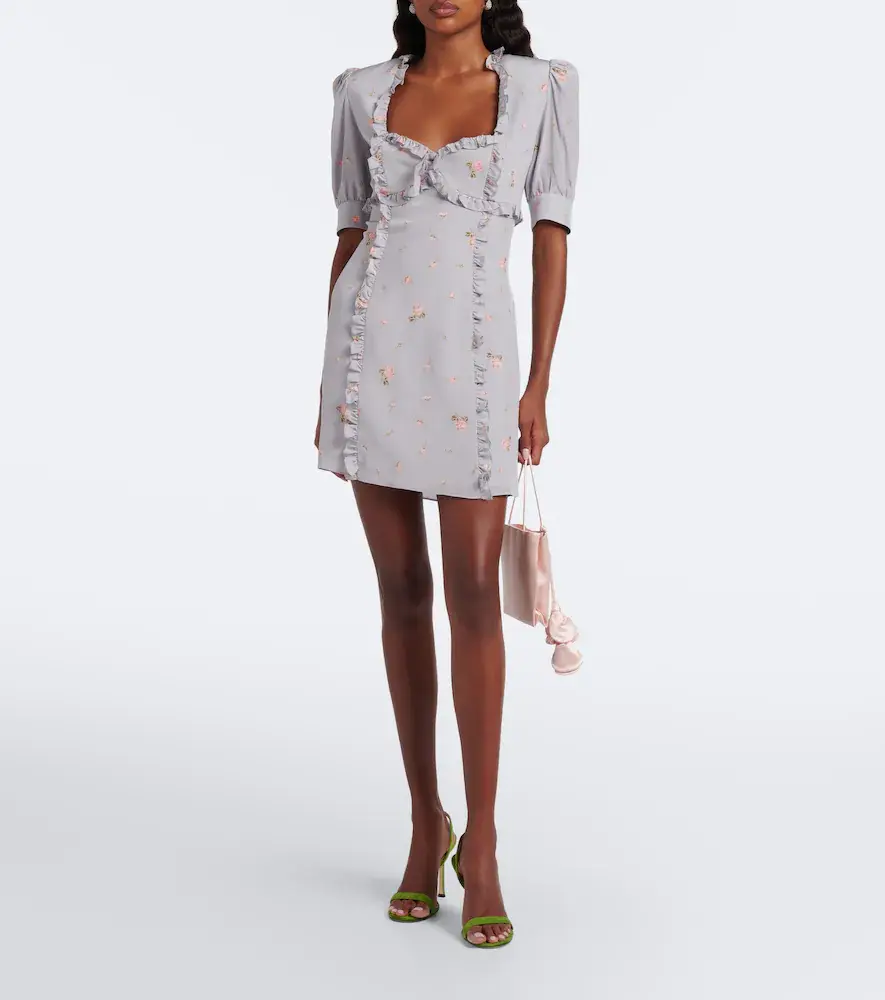 Alessandra Rich Floral silk crêpe de chine minidress | Thumbnail 4 Alessandra Rich Floral silk crêpe de chine minidress | Thumbnail 4
