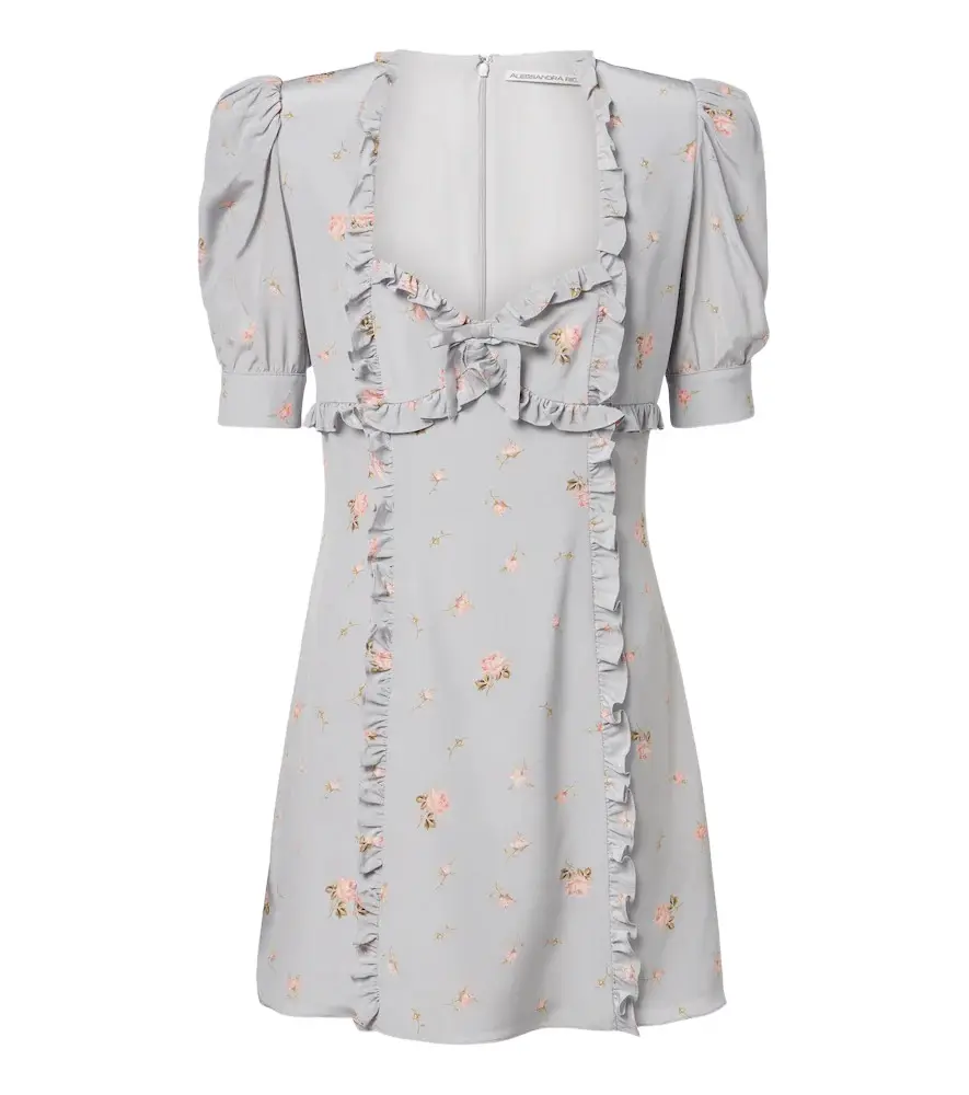 Alessandra Rich Floral silk crêpe de chine minidress