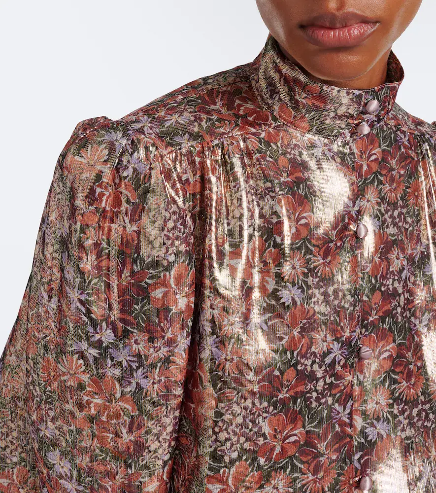 Valentino Garavani Floral silk-blend lamé blouse | Thumbnail 3 Valentino Garavani Floral silk-blend lamé blouse | Thumbnail 3