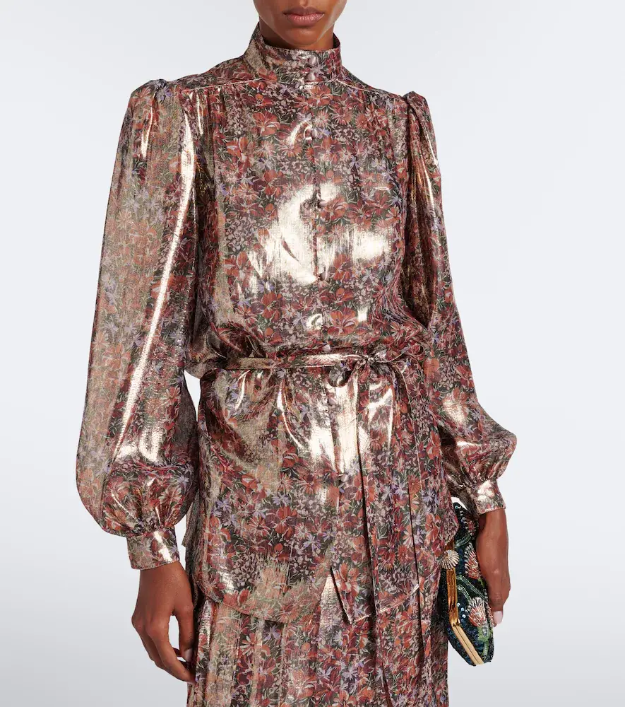 Valentino Garavani Floral silk-blend lamé blouse | Thumbnail 6 Valentino Garavani Floral silk-blend lamé blouse | Thumbnail 6