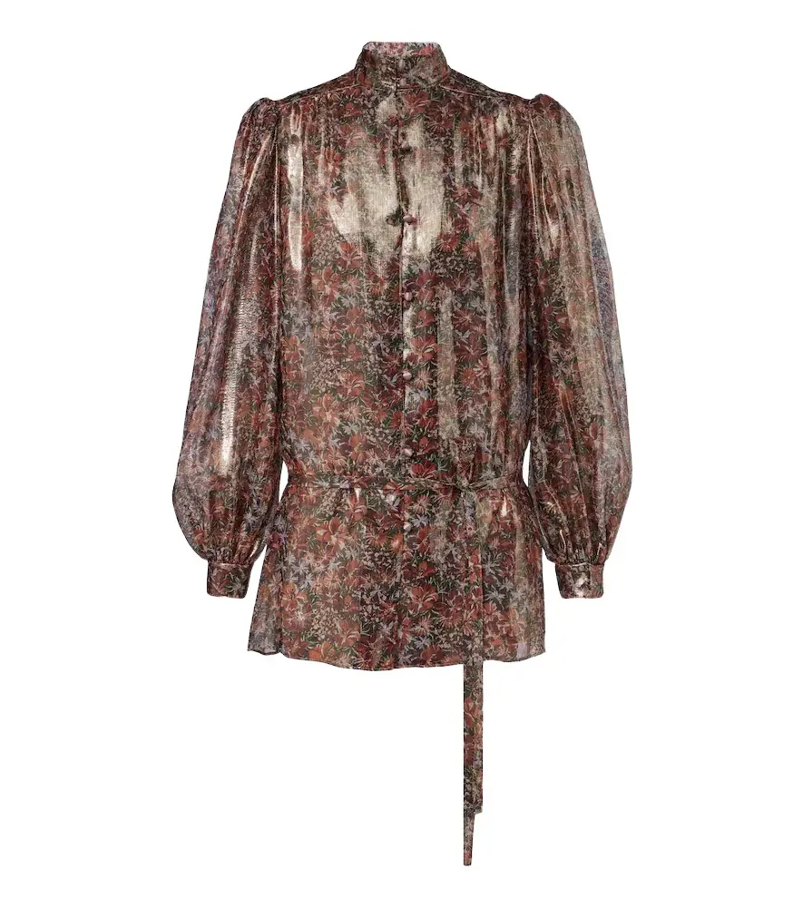 Valentino Floral silk-blend lamé blouse | Image 1 Valentino Floral silk-blend lamé blouse | Image 1