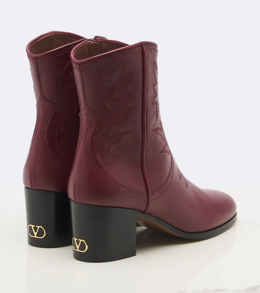 Valentino Garavani VLogo embroidered leather cowboy boots | Thumbnail 3 Valentino Garavani VLogo embroidered leather cowboy boots | Thumbnail 3