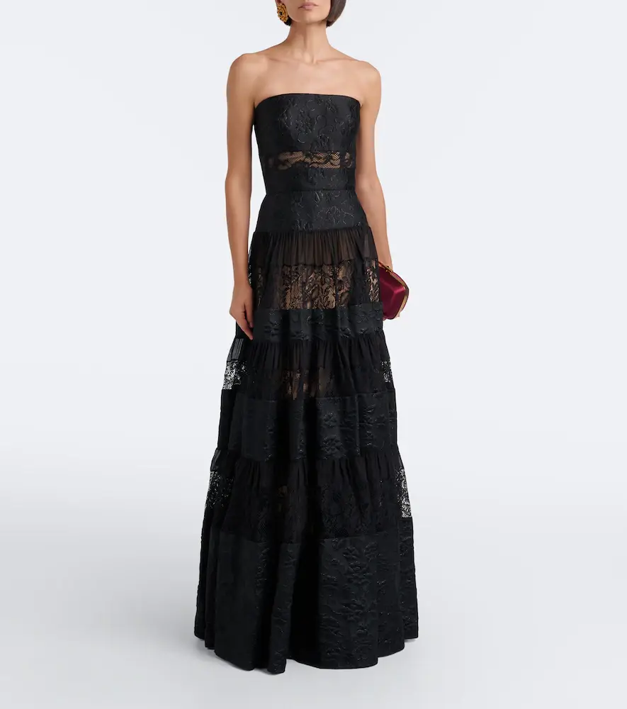 Elie Saab Lace-trimmed floral jacquard gown | Thumbnail 3 Elie Saab Lace-trimmed floral jacquard gown | Thumbnail 3
