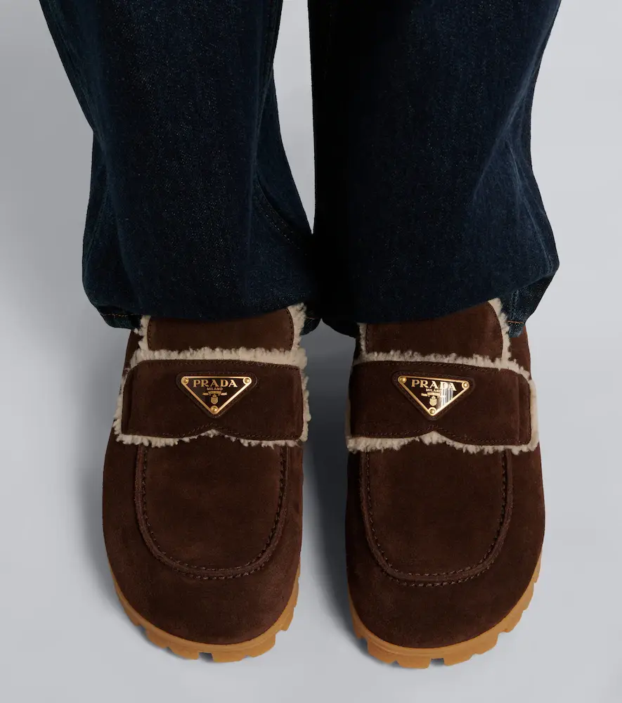 Prada Shearling-lined suede mules | Thumbnail 6