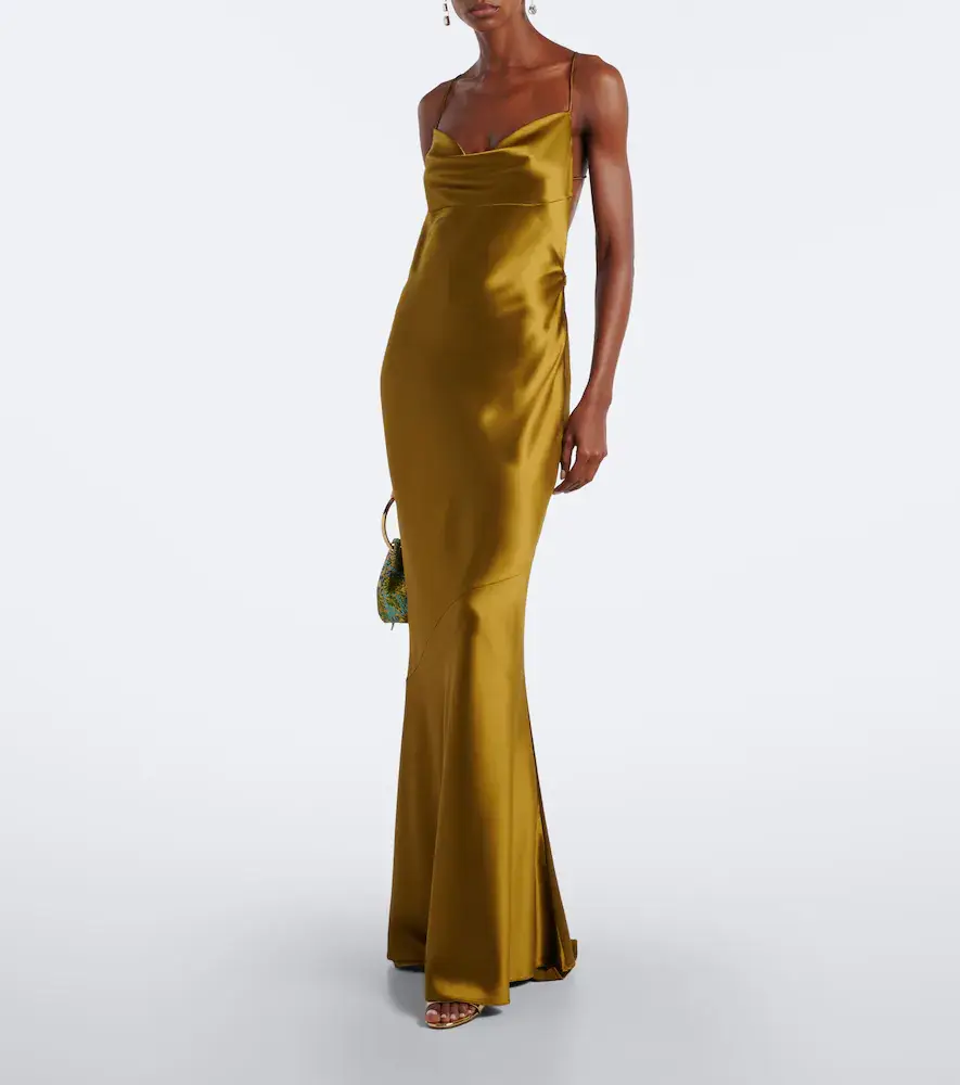 Retrofête Retrofête Lukka draped open-back satin gown | Thumbnail 3