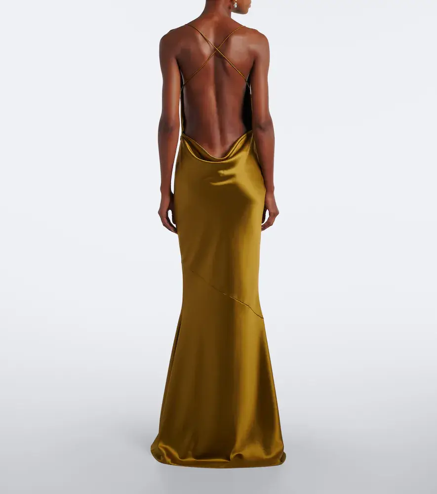 Retrofête Retrofête Lukka draped open-back satin gown | Thumbnail 4