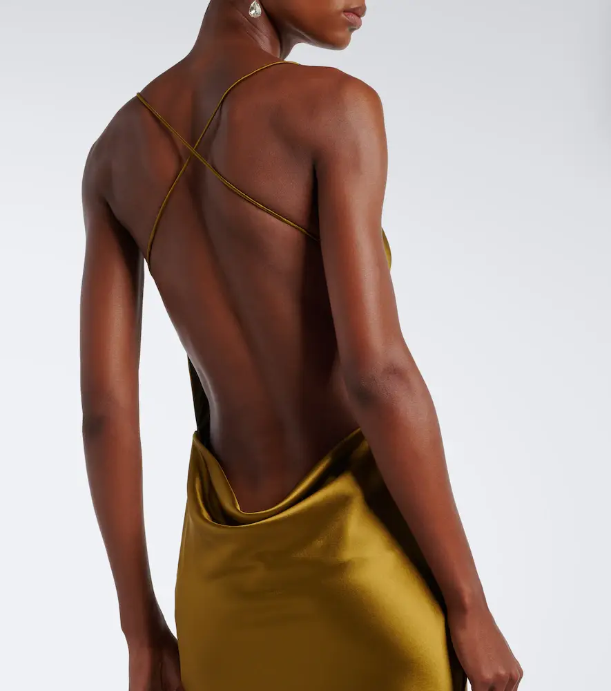 Retrofête Retrofête Lukka draped open-back satin gown | Thumbnail 5