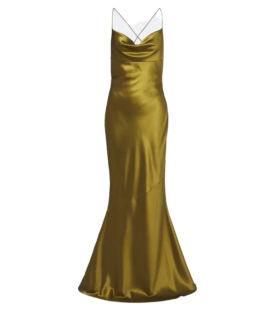 Retrofête Retrofête Lukka draped open-back satin gown