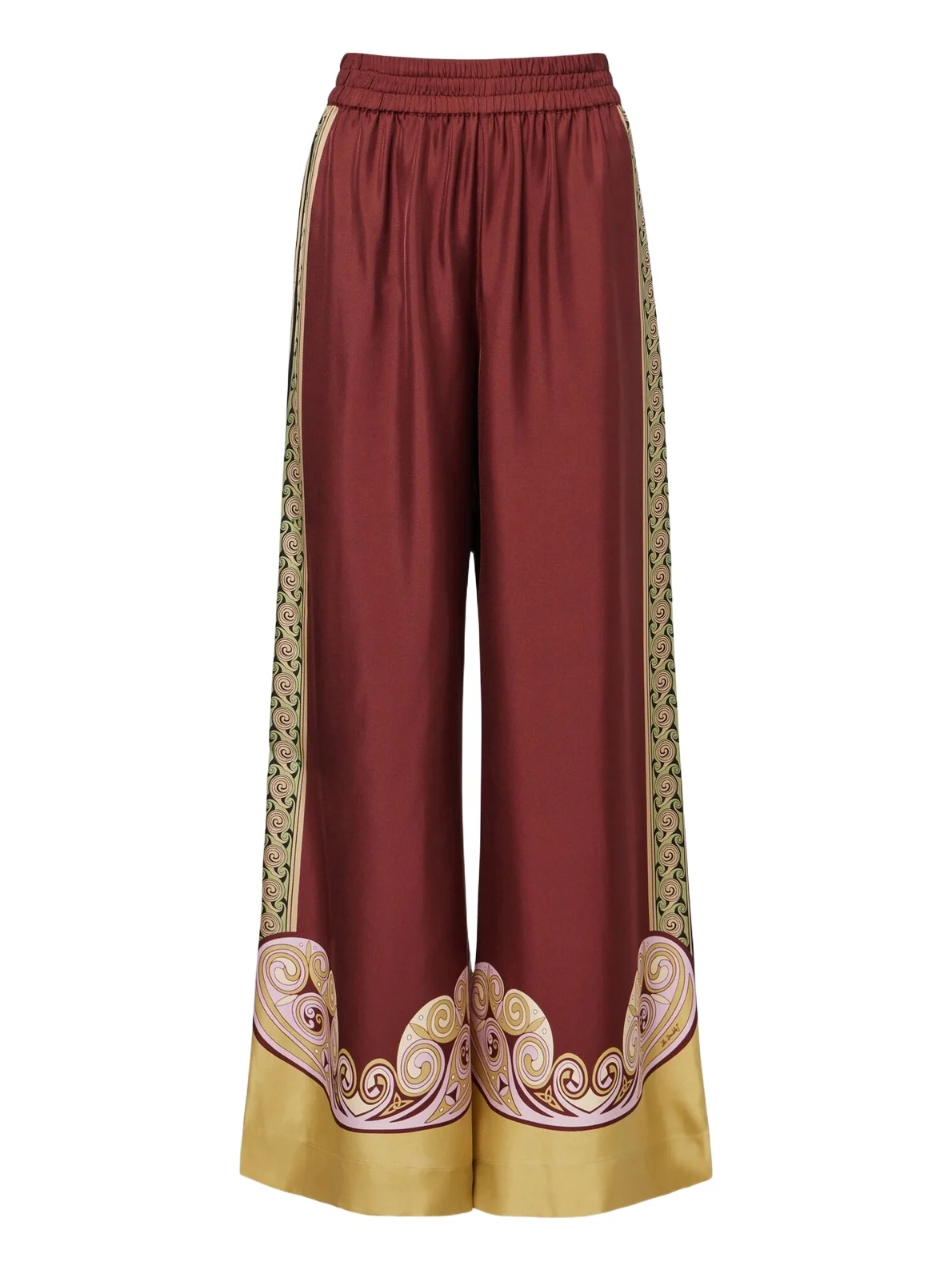 Printed silk twill palazzo pants