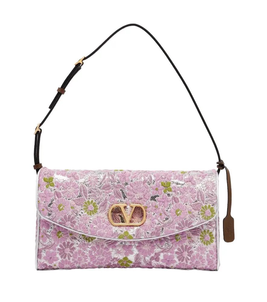 Valentino Garavani DeVain Small floral jacquard shoulder bag | Image 1 Valentino Garavani DeVain Small floral jacquard shoulder bag | Image 1