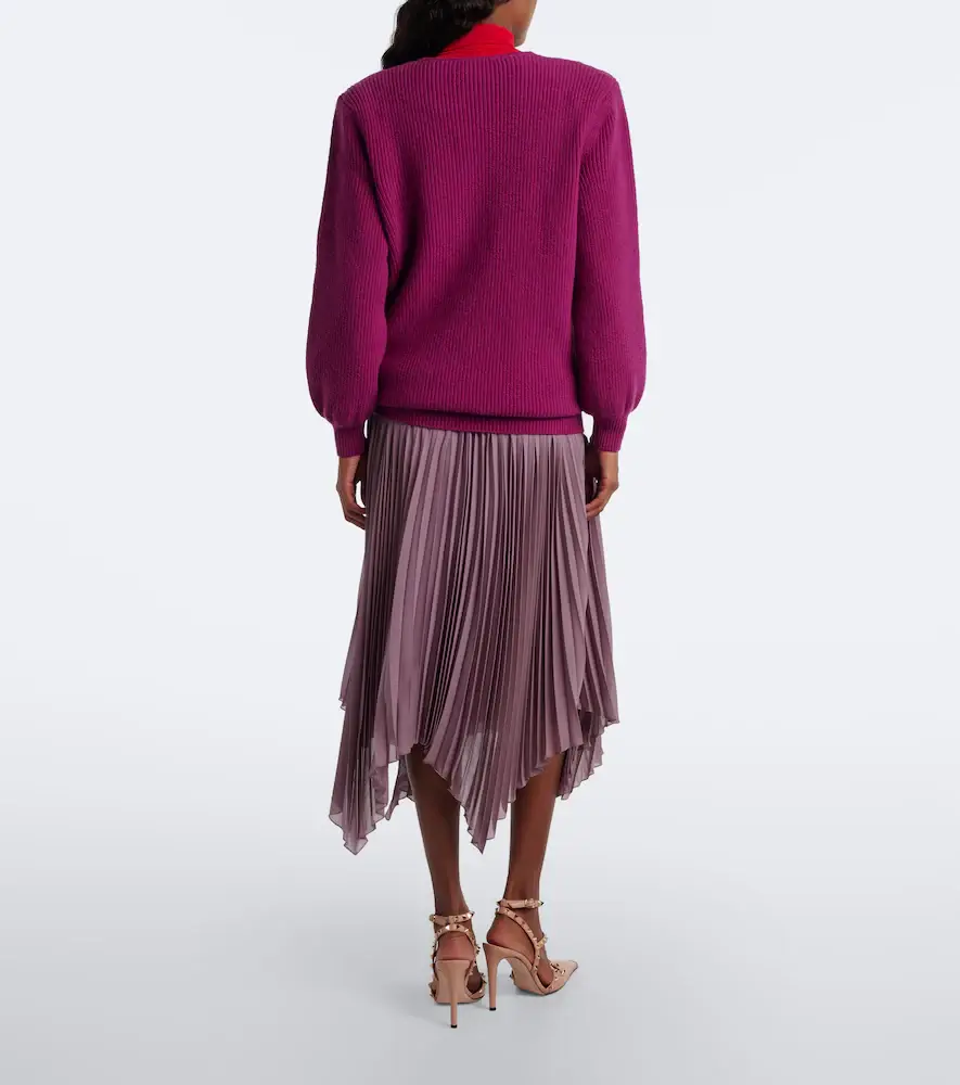 Valentino Garavani Asymmetric plissé georgette midi skirt | Thumbnail 3 Valentino Garavani Asymmetric plissé georgette midi skirt | Thumbnail 3