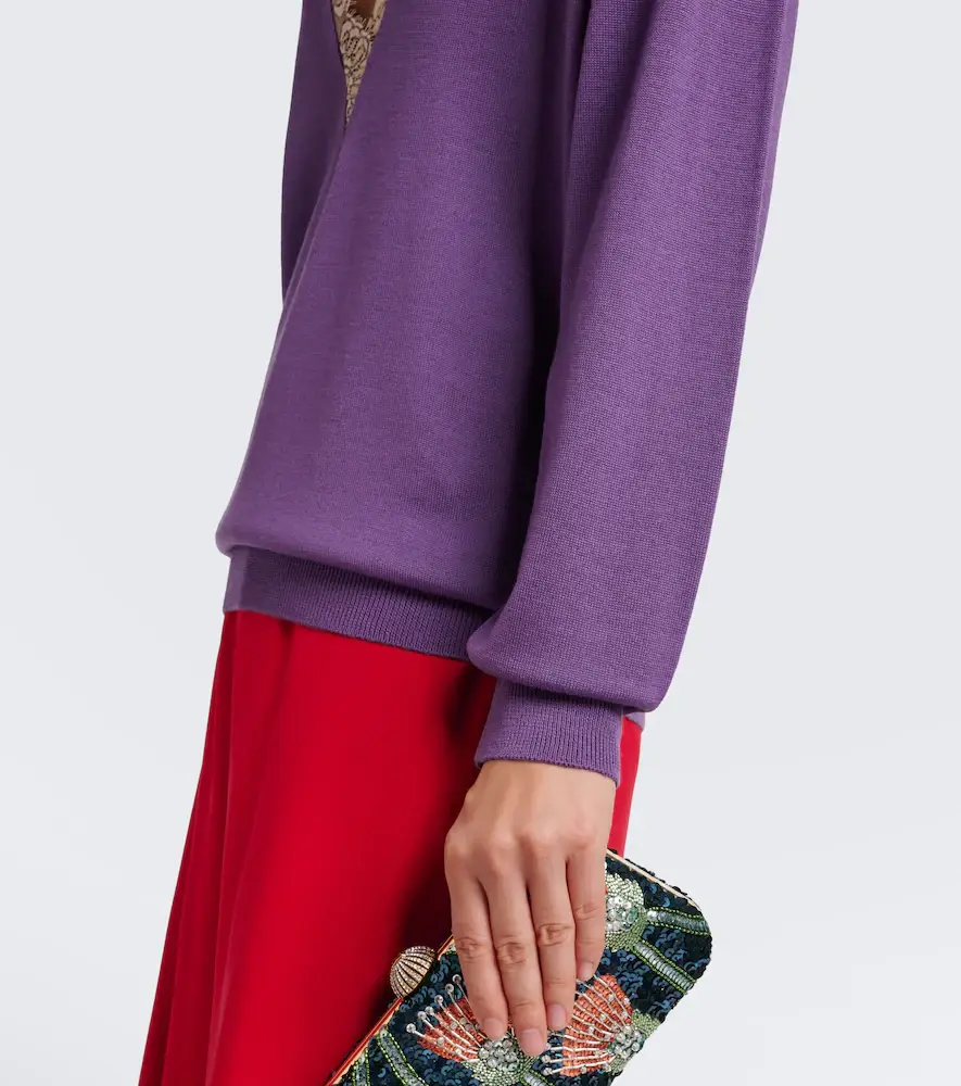 Valentino Garavani Lace-trimmed virgin wool sweater | Thumbnail 4