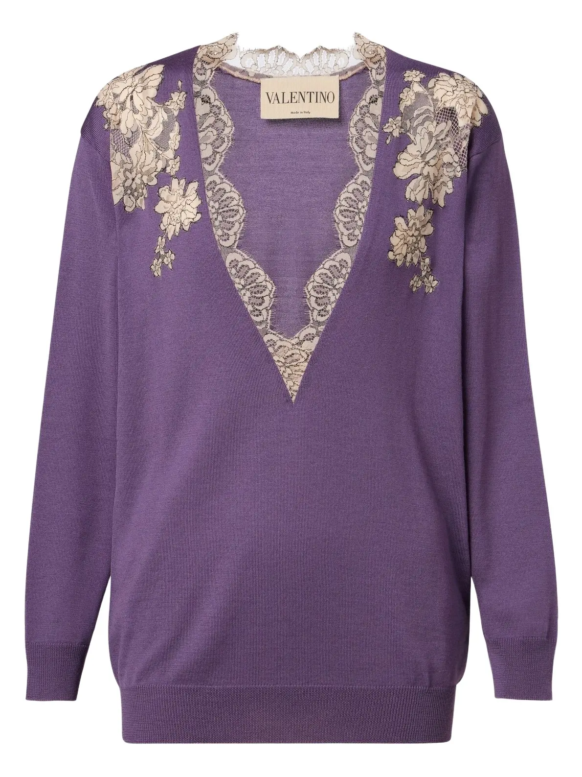 Lace-trimmed virgin wool sweater Lace-trimmed virgin wool sweater