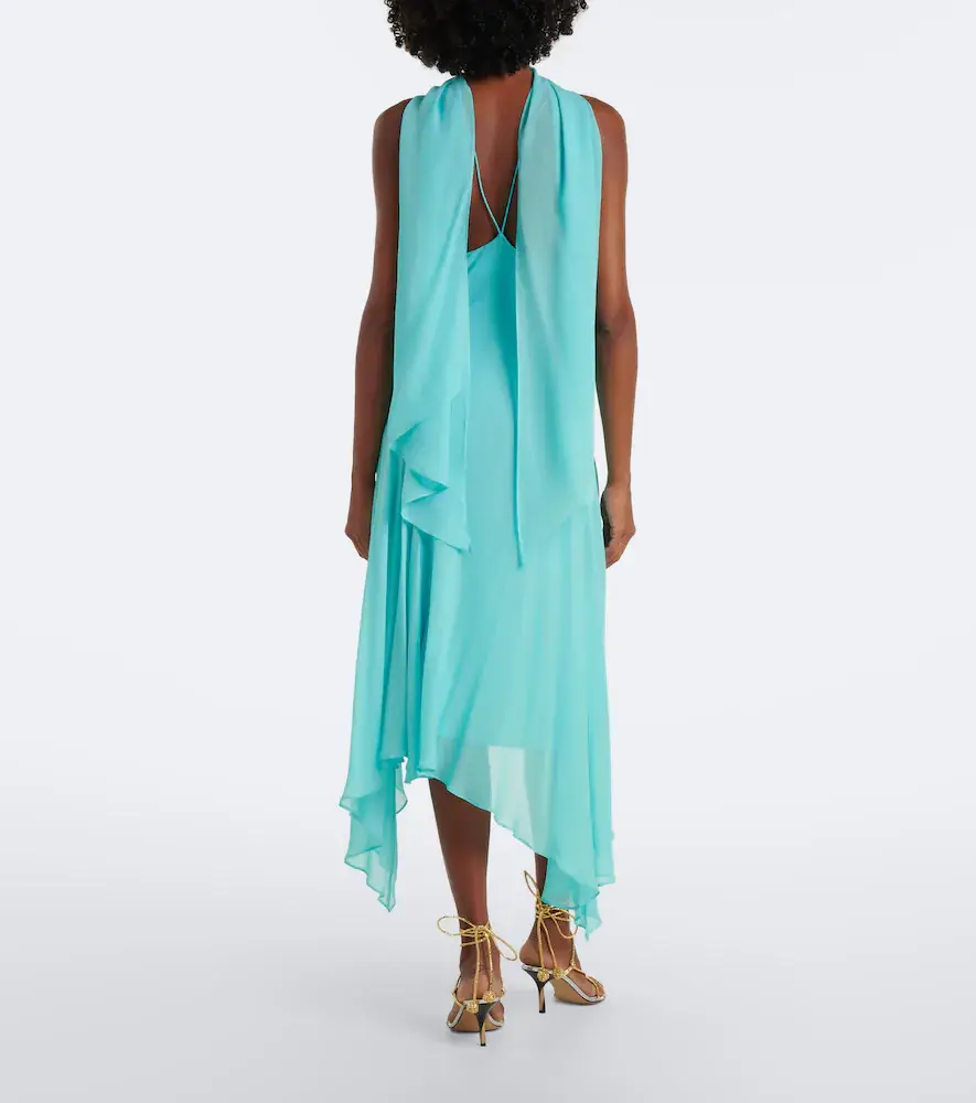 DE LA VALI Komi asymmetric georgette midi dress | Thumbnail 3 DE LA VALI Komi asymmetric georgette midi dress | Thumbnail 3
