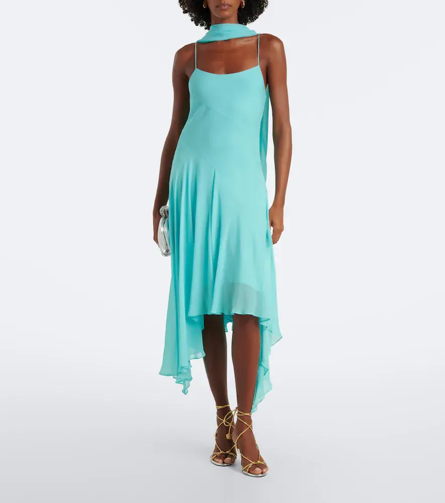 DE LA VALI Komi asymmetric georgette midi dress | Thumbnail 4 DE LA VALI Komi asymmetric georgette midi dress | Thumbnail 4