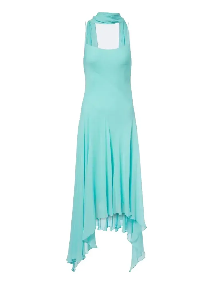 DE LA VALI Komi asymmetric georgette midi dress