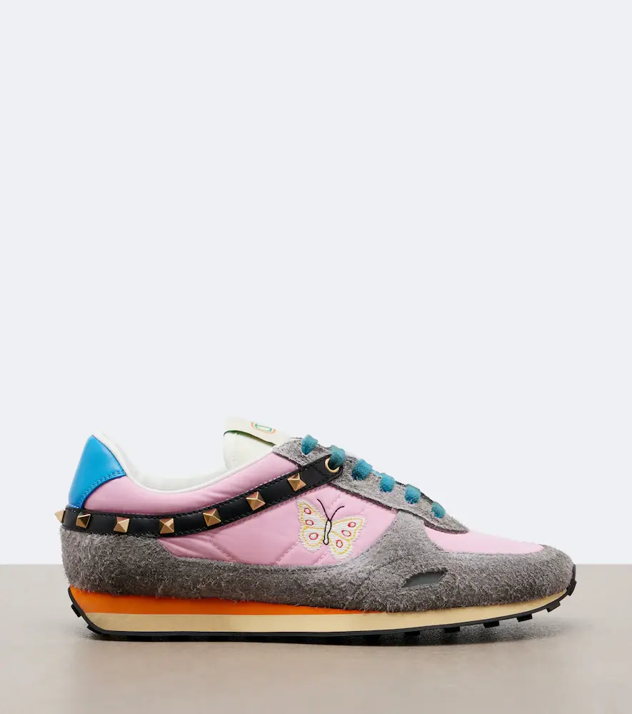 Valentino Garavani Rockstud embroidered suede-trimmed sneakers | Thumbnail 2 Valentino Garavani Rockstud embroidered suede-trimmed sneakers | Thumbnail 2