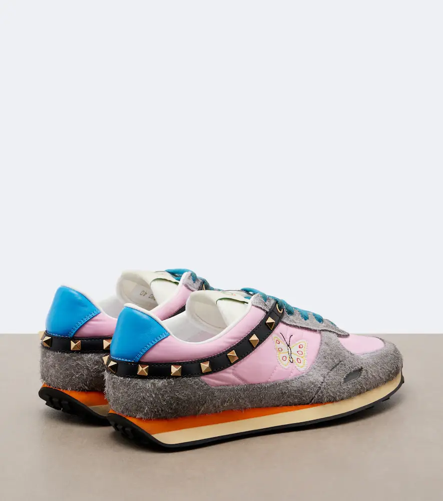 Valentino Garavani Rockstud embroidered suede-trimmed sneakers | Thumbnail 3 Valentino Garavani Rockstud embroidered suede-trimmed sneakers | Thumbnail 3