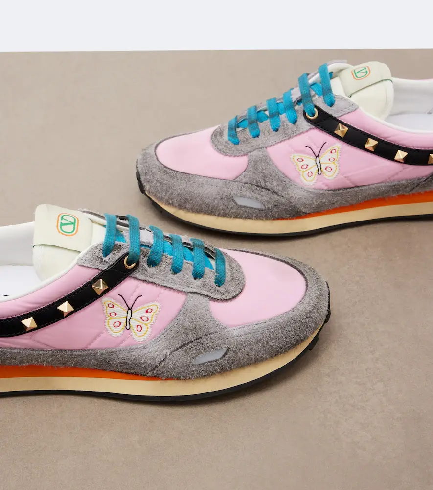 Valentino Garavani Rockstud embroidered suede-trimmed sneakers | Thumbnail 4 Valentino Garavani Rockstud embroidered suede-trimmed sneakers | Thumbnail 4