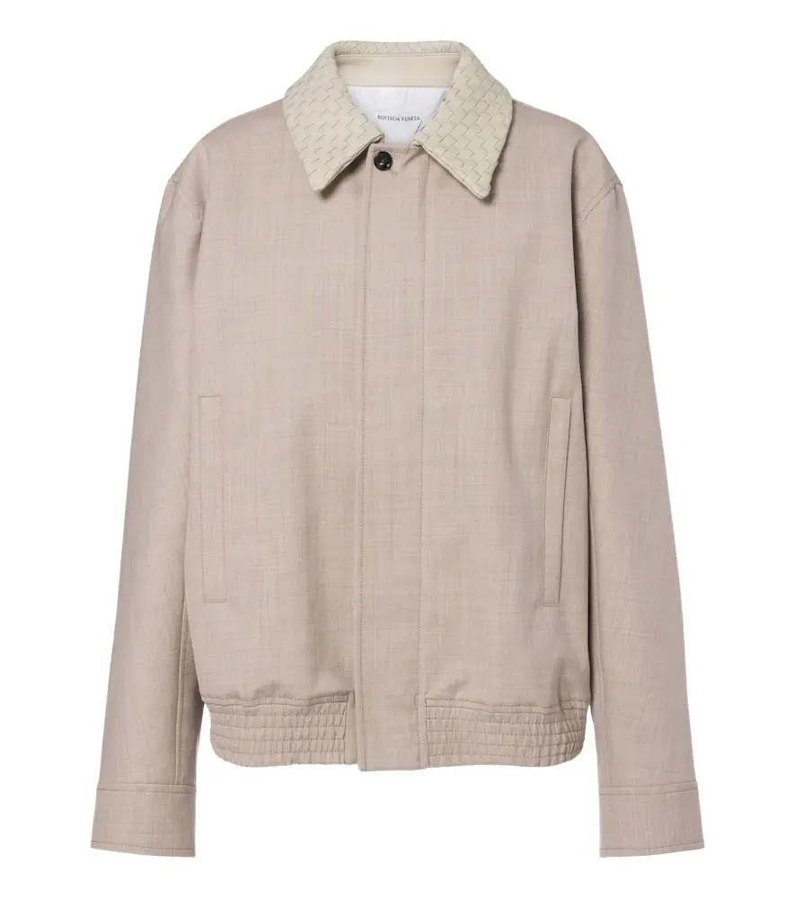 Bottega Veneta Leather-trimmed wool blouson jacket | Image 1 Bottega Veneta Leather-trimmed wool blouson jacket | Image 1