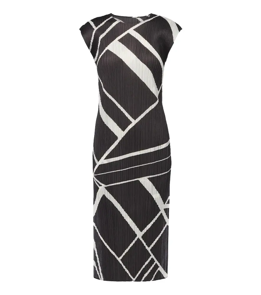 Pleats Please Issey Miyake Fold Line pleated printed midi dress