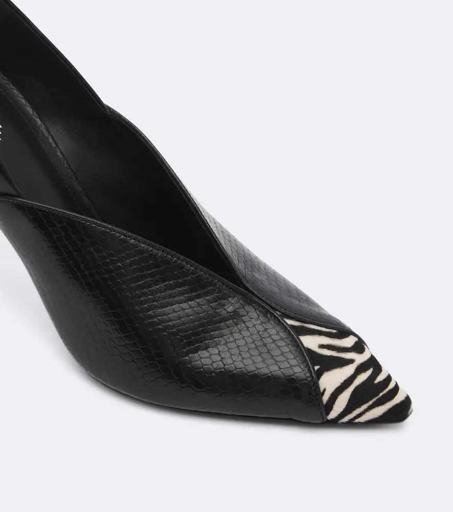Isabel Marant Luza calf hair-trimmed snake-effect leather pumps | Thumbnail 3