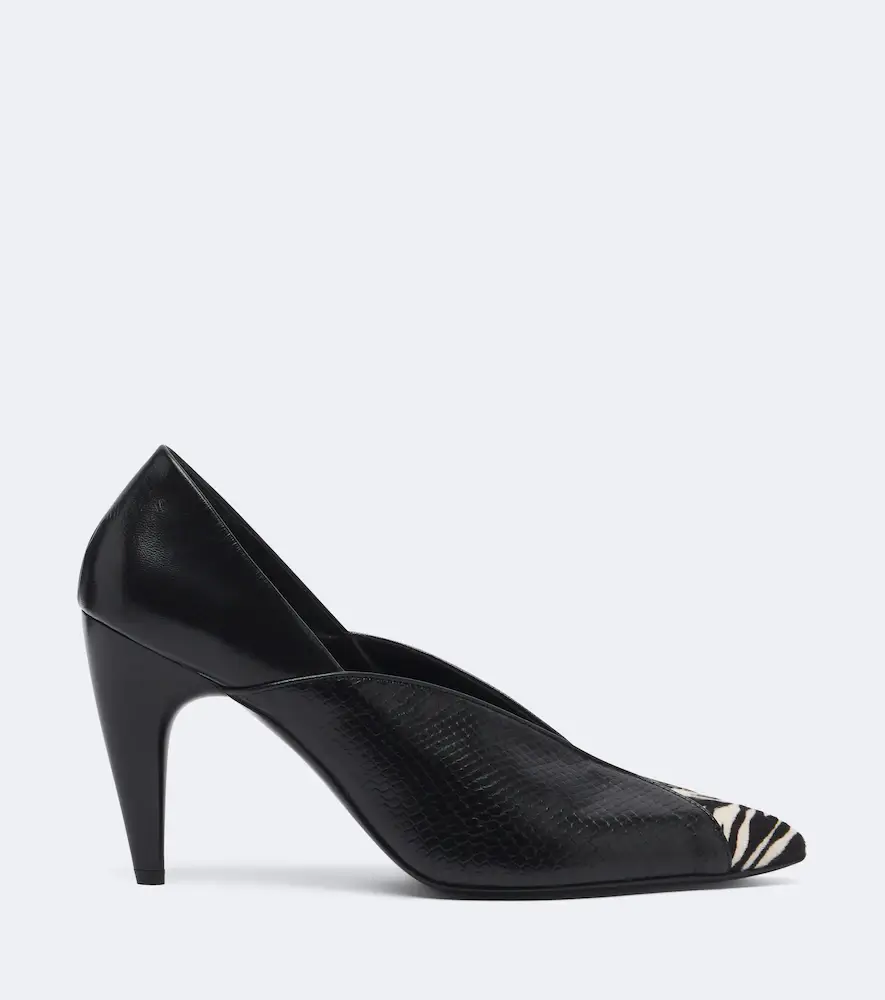 Isabel Marant Luza calf hair-trimmed snake-effect leather pumps | Thumbnail 4