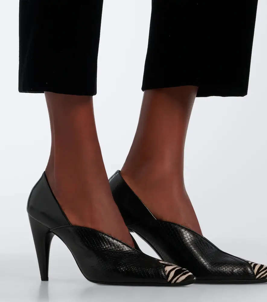 Isabel Marant Luza calf hair-trimmed snake-effect leather pumps | Thumbnail 5